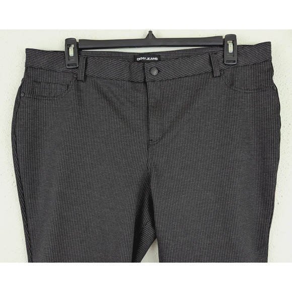 DKNY JEANS sz XXL Ponte Knit Pants black & gray print elastic waist pull on 2857 - Picture 1 of 7